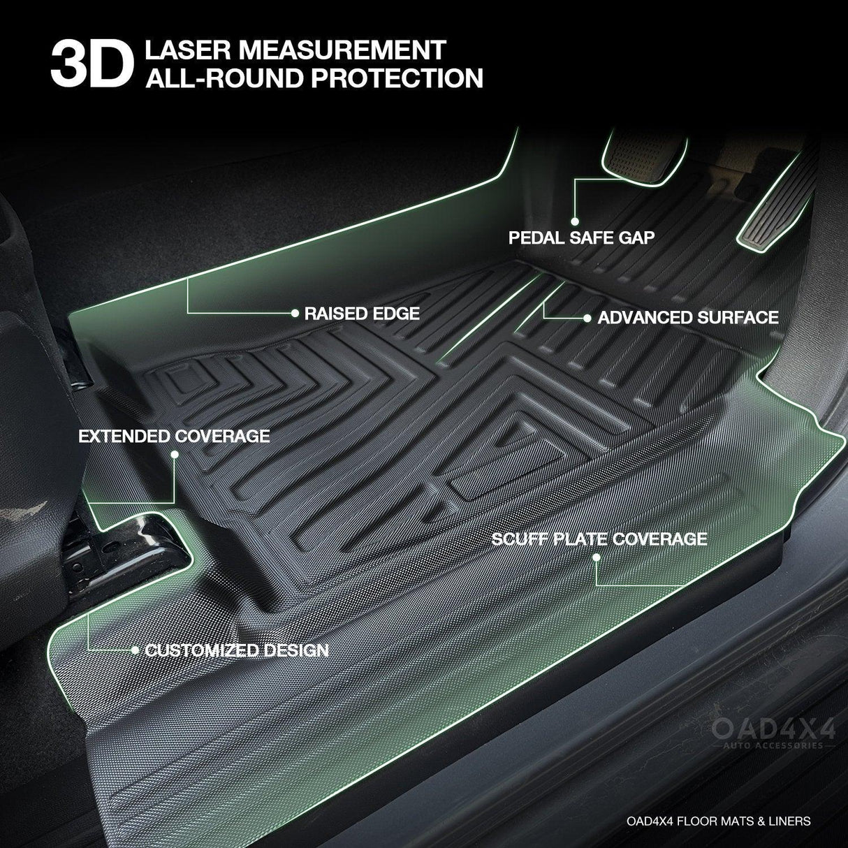 5D TPE Car Floor Mats for Holden Colorado RG Dual Cab 2012-2020