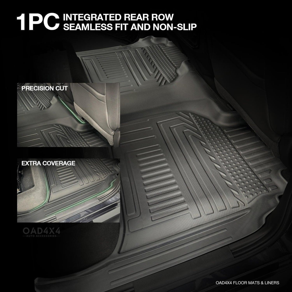 5D TPE Car Floor Mats for Chevrolet Silverado 1500 T1 Series 2020-Onwards
