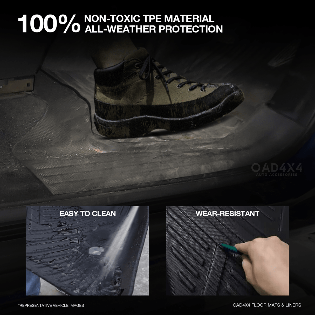 5D TPE Car Floor Mats for Ford F-150 F150 2023-Onwards Front 2-Piece Only