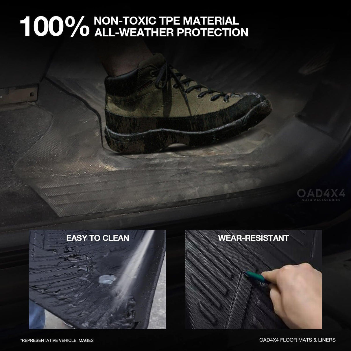 Floor Mats & Door Sill Protector for Toyota Hilux Manual Transmission Dual Cab 2015-2025