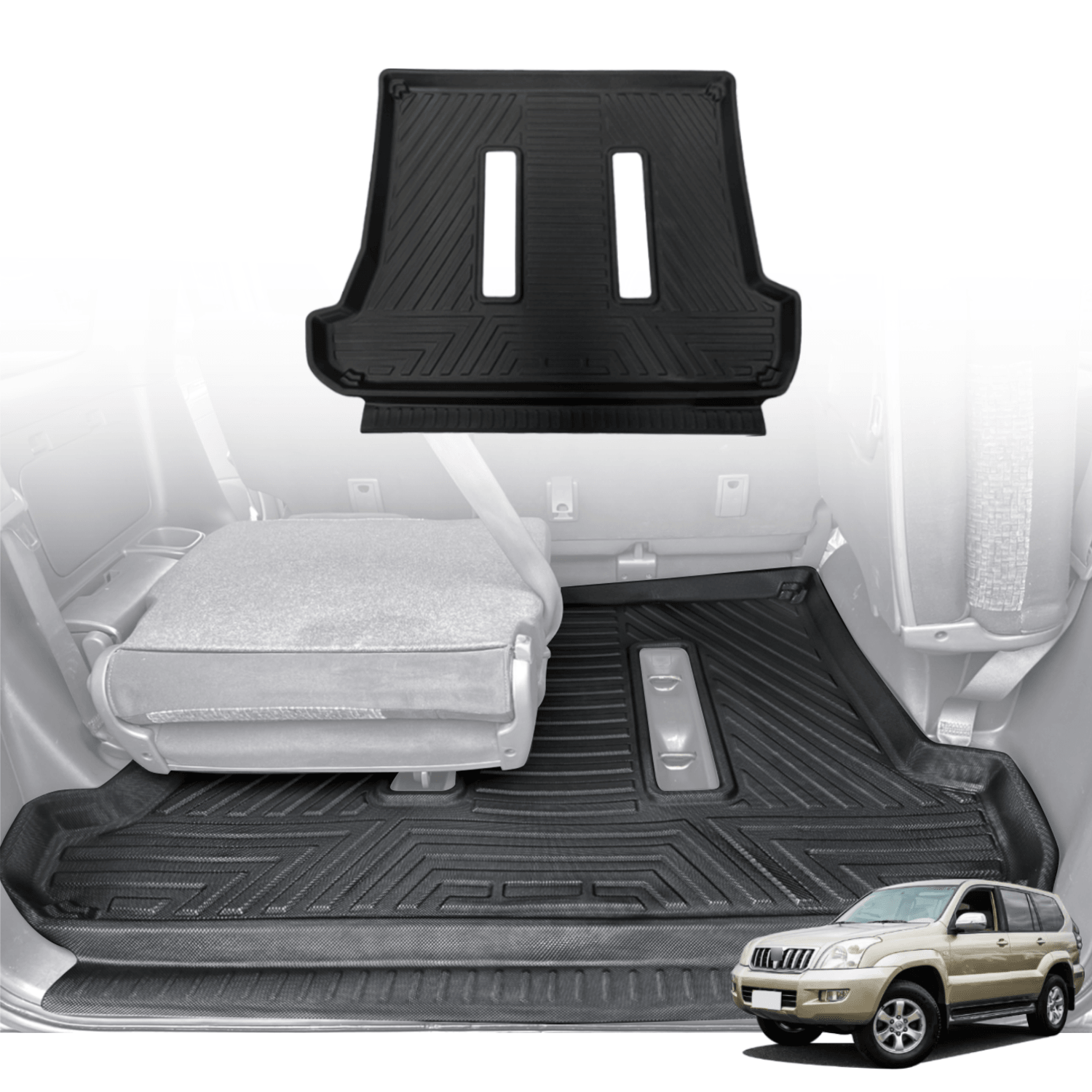 Boot Liner for Toyota Land Cruiser Prado 120 2003-2009 with Inner Rear Step Panel Covered