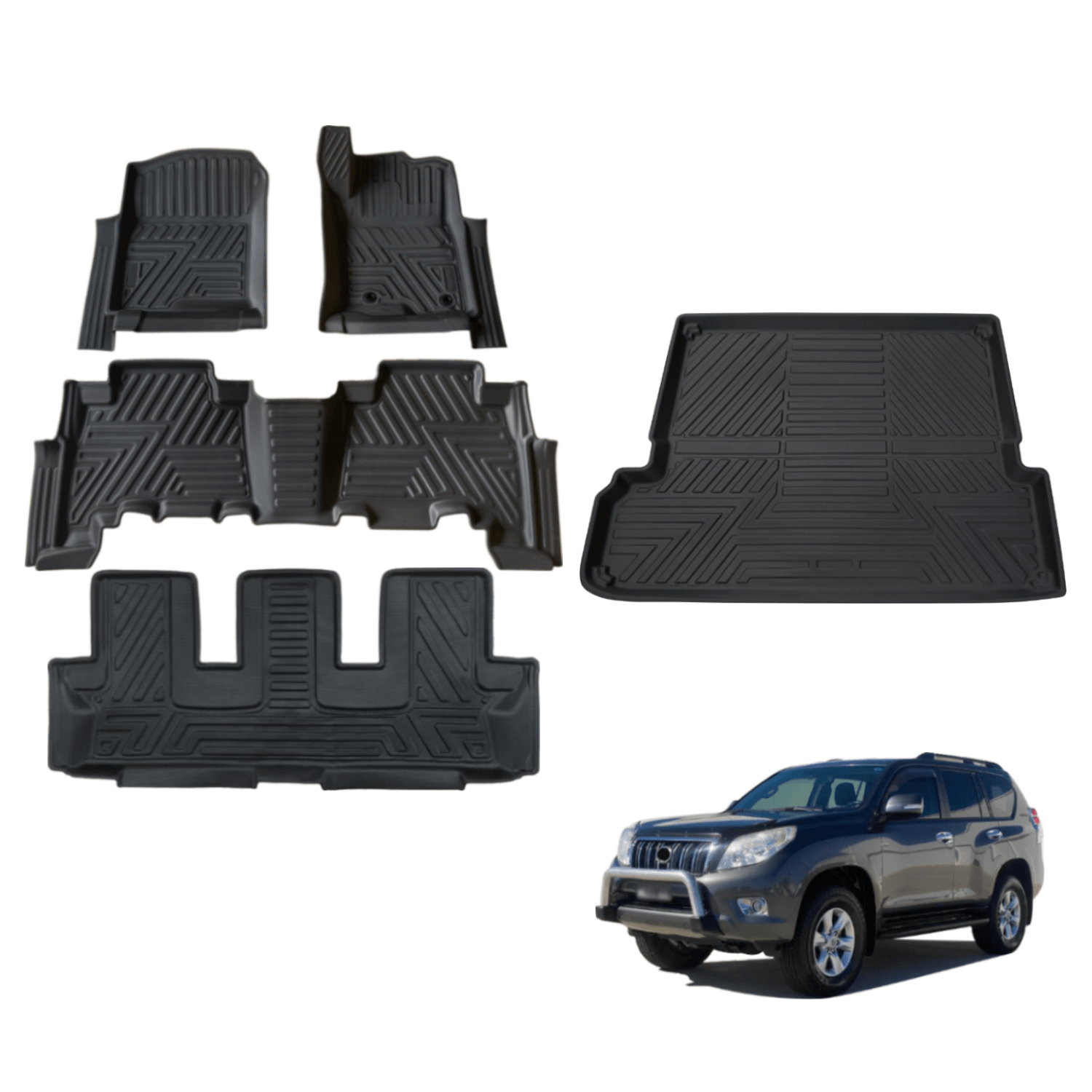 5D TPE Car Floor Mats for Toyota Land Cruiser Prado 150 Auto 7 Seats 2009-2024