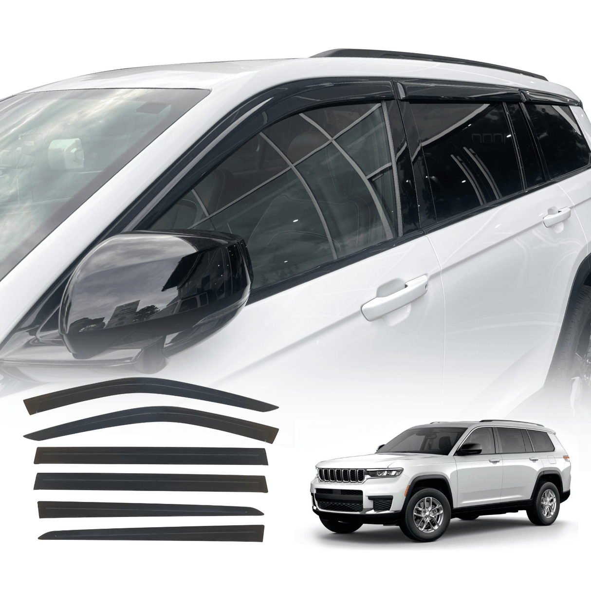 Luxury Weather Shields for Jeep Grand Cherokee L WL Series 7 Seater 2021-Onwards 6PCS