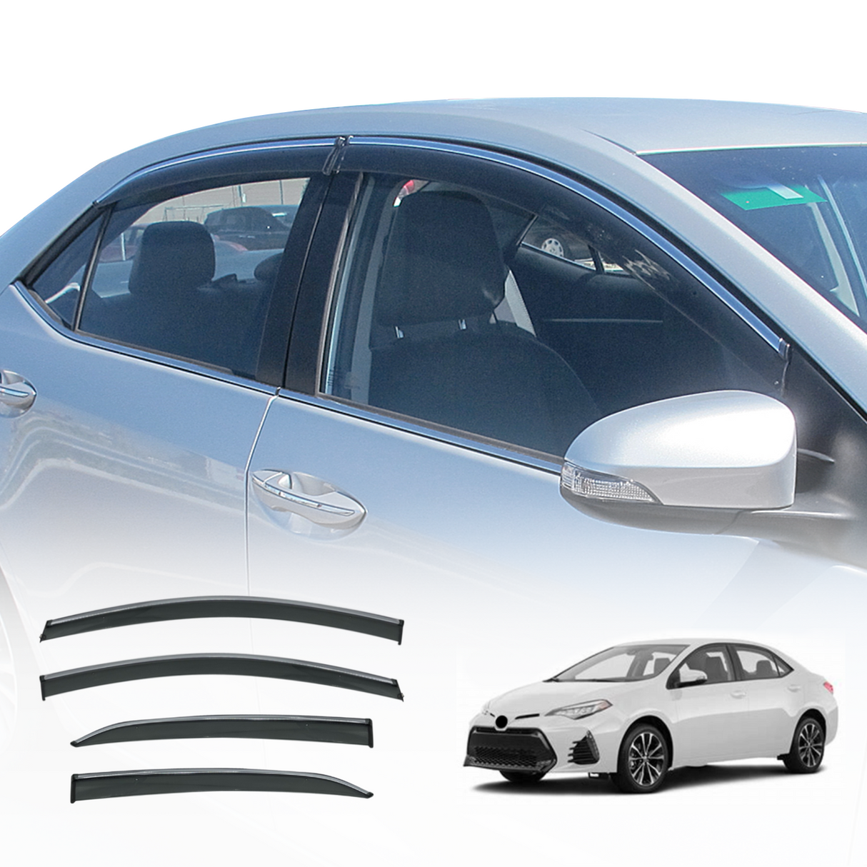 Chrome Edge Weather Shields for Toyota Corolla Sedan 2013-2019