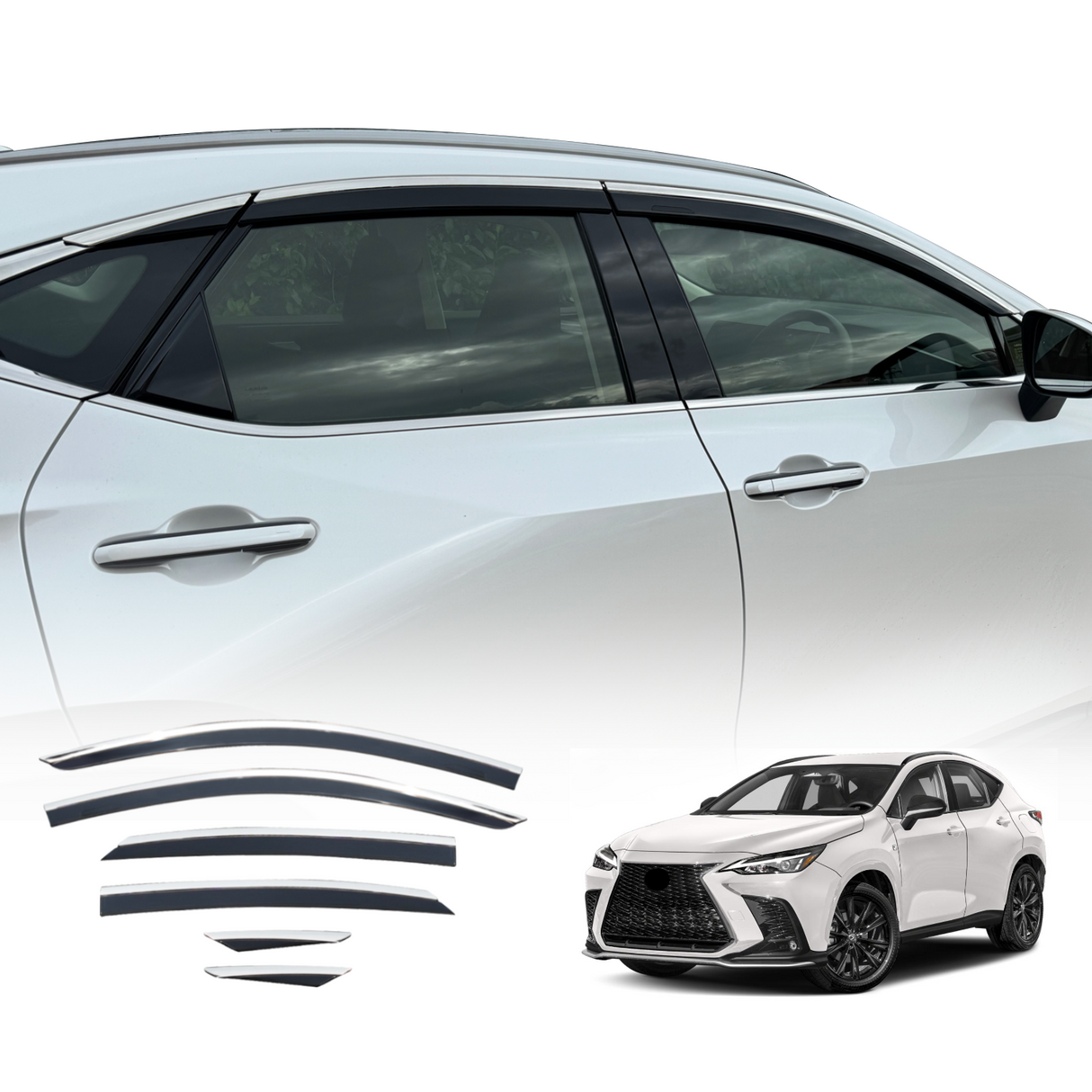 Stainless Edge Weather Shields for Lexus NX Series 2022-Onwards 6PCS