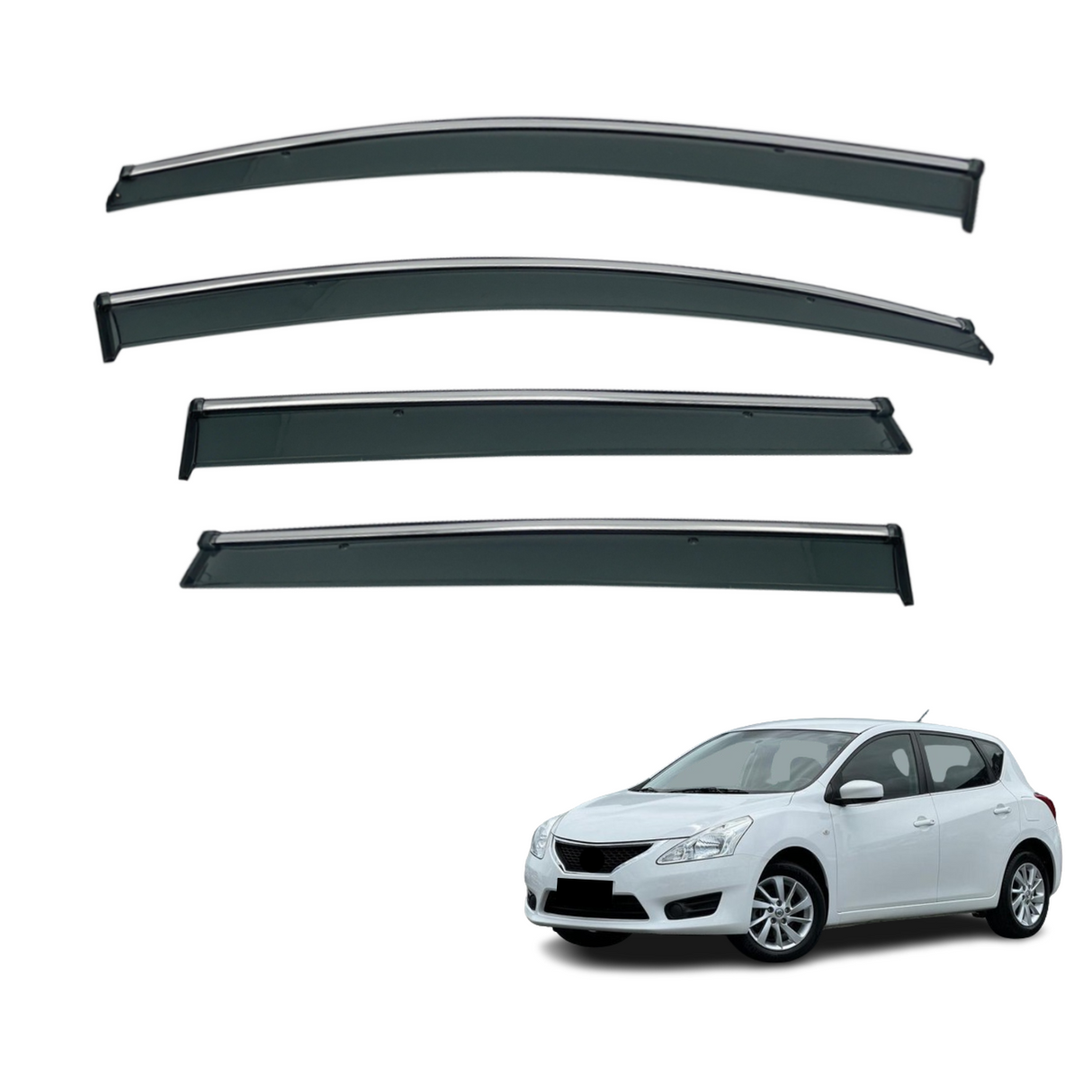 Stainless Edge Weather Shields for Nissan Pulsar Hatch 2013-2016