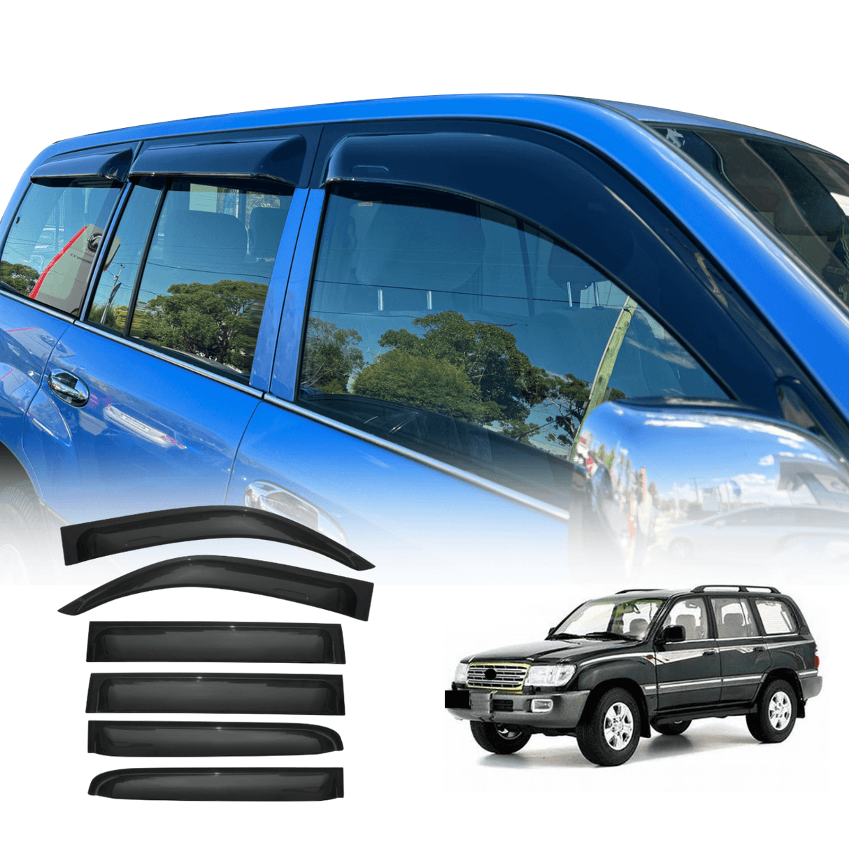 Widened Weather Shields for Toyota Land Cruiser 100 / 105 1998-2007 6PCS
