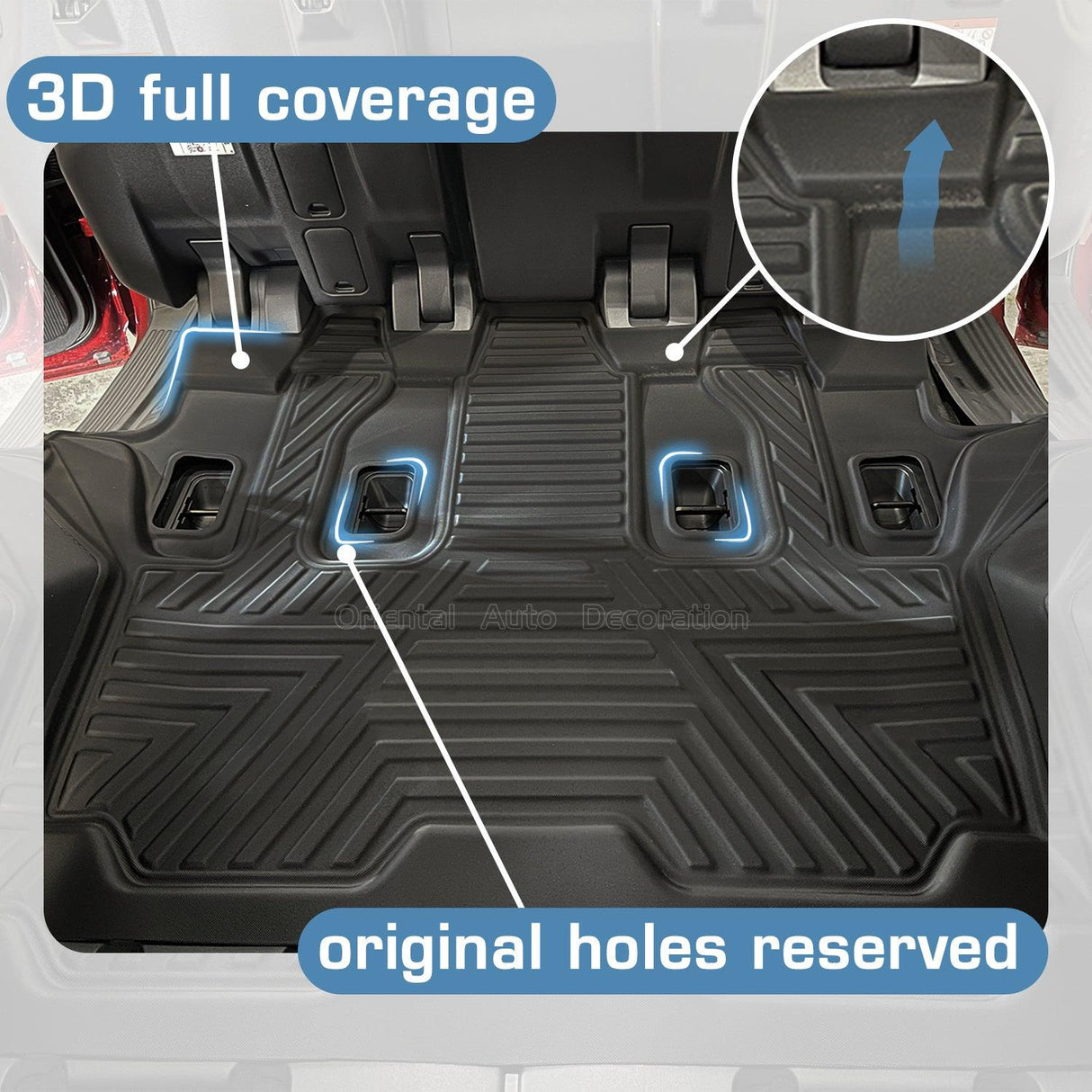 Third Row Car Floor Mats for Toyota Land Cruiser 300 7seats 2021-Onwards