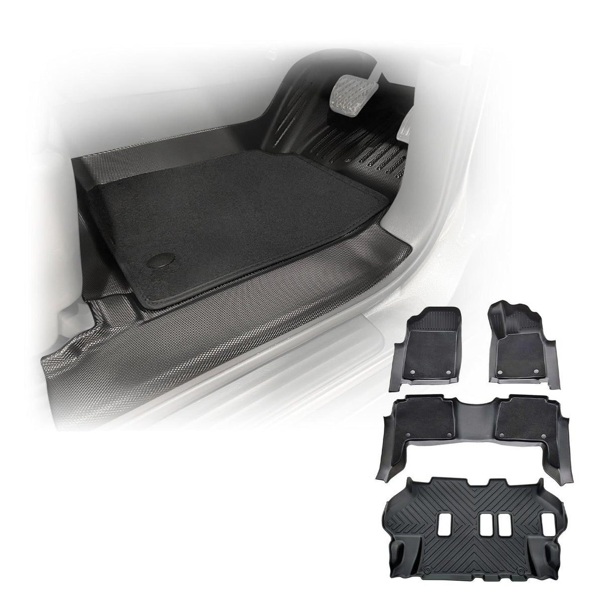 5D Double-Layer Car Floor Mats for Nissan Patrol Y62 2012-Onwards