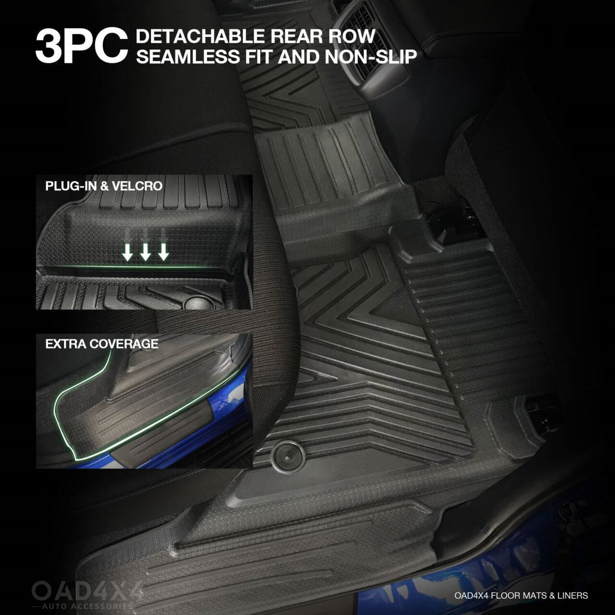 Injection Floor Mats & Door Sill Protector for Toyota Hilux Auto Transmission Dual Cab 2015-Onwards