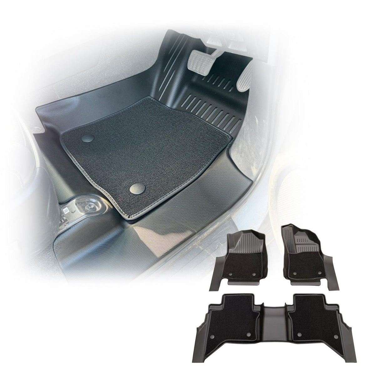 5D Double-Layer Car Floor Mats for Toyota Hilux Auto Transmission Dual Cab 2015-Onwards