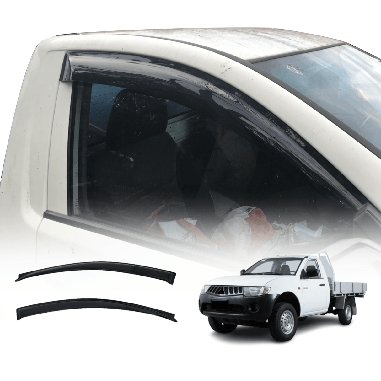 Luxury Weather Shields for Mitsubishi Triton Single Cab 2006-2015 with Extended Mirror 2PCS