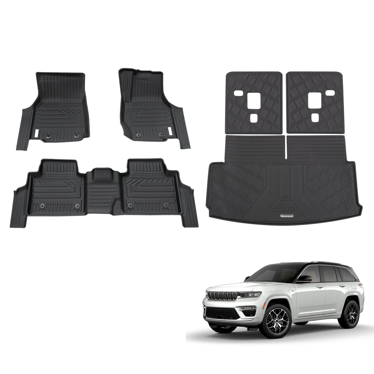 5D TPE Car Floor Mats for Jeep Grand Cherokee L WL Series 7 Seats 2021-Onwards