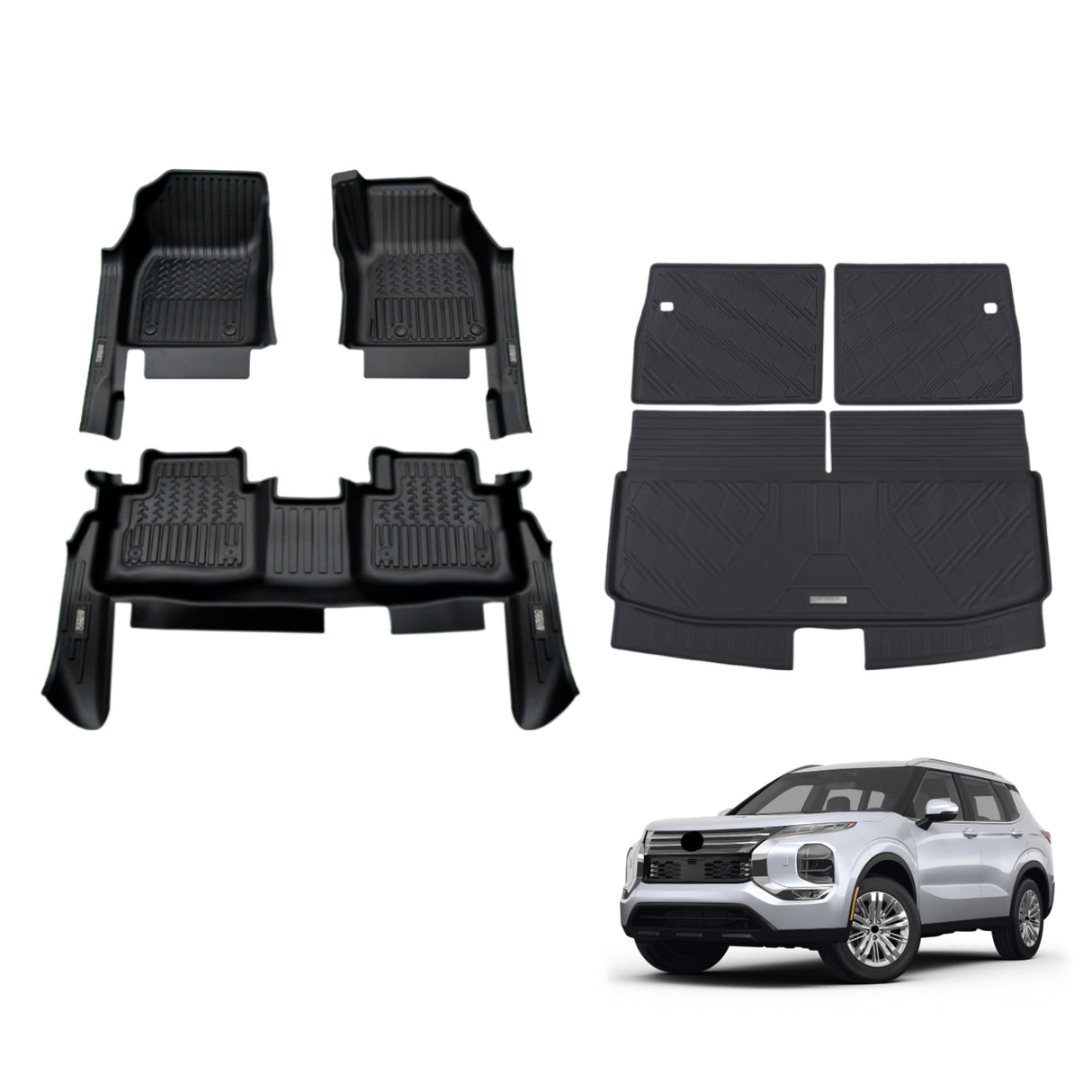 7D TPE Car Floor Mats for Mitsubishi Outlander 7 Seats Petrol 2021-Onwards