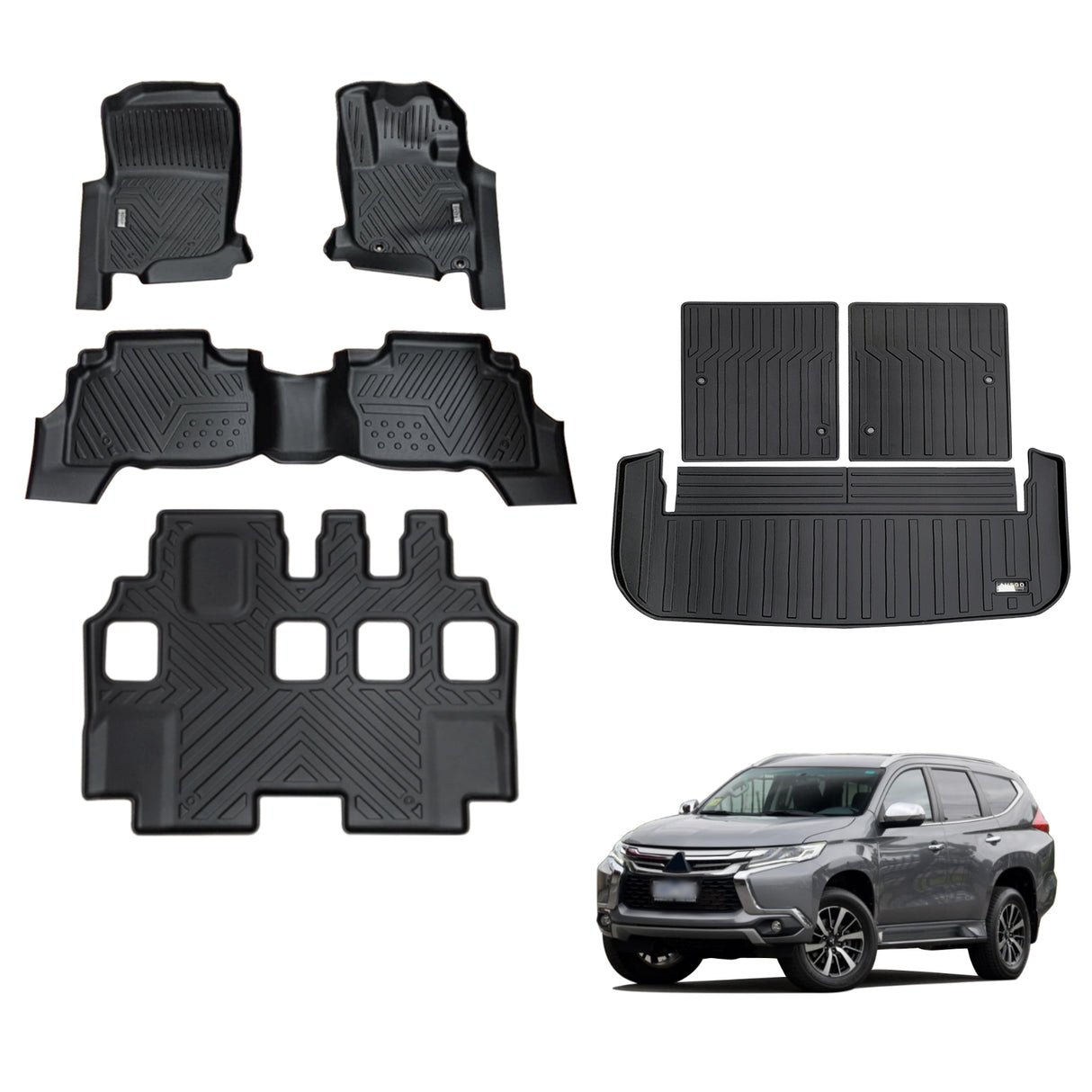 5D TPE Car Floor Mats for Mitsubishi Pajero Sport 2015-Onwards
