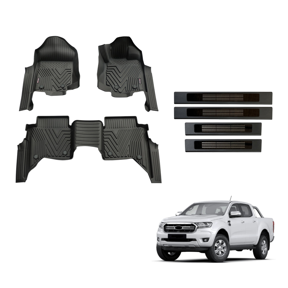 Injection Floor Mats & Door Sill Protector for Ford Ranger Dual Cab 2011-2022