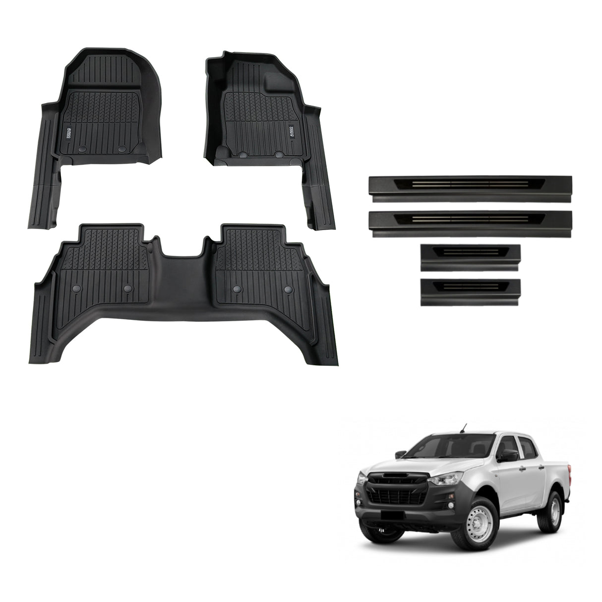 Injection Floor Mats & Door Sill Protector for ISUZU D-MAX Dual Cab 2020-Onwards