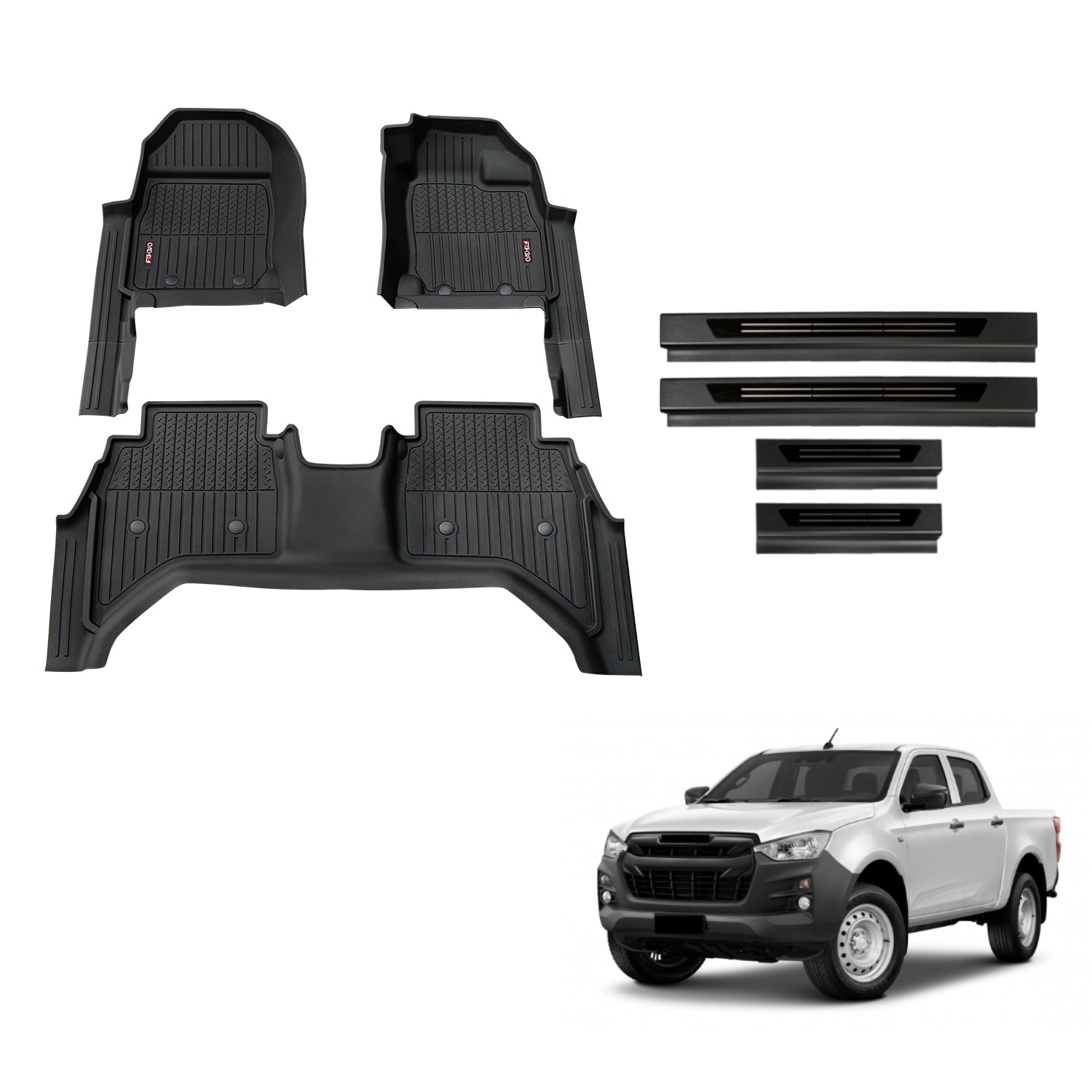 Injection Floor Mats & Door Sill Protector for ISUZU D-MAX Dual Cab 2020-Onwards