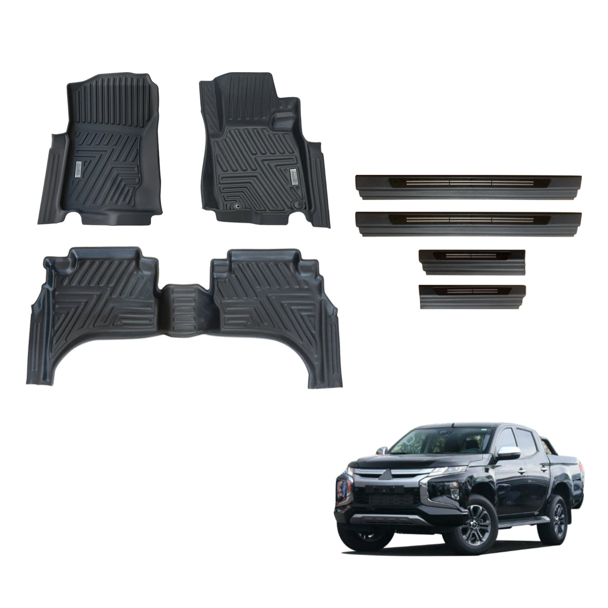 Floor Mats & Door Sill Protector for Mitsubishi Triton Dual Cab MQ MR 2015-2024