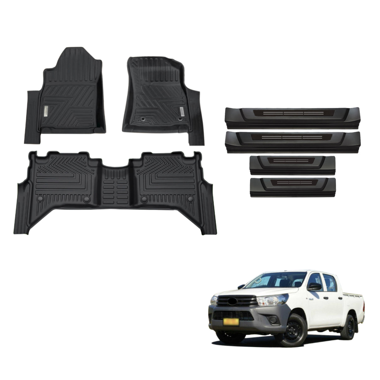 Floor Mats & Door Sill Protector for Toyota Hilux Manual Transmission Dual Cab 2015-Onwards