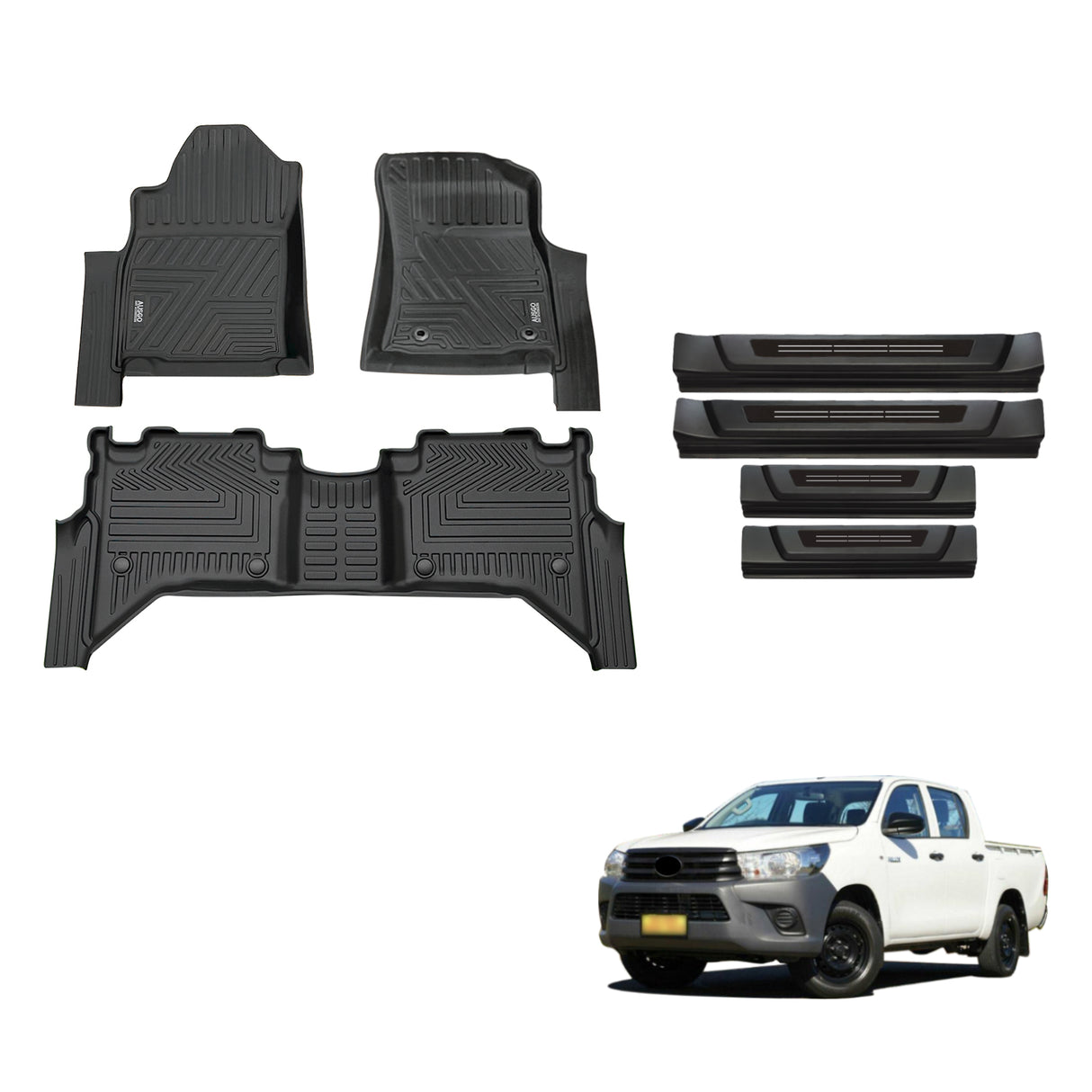 Floor Mats & Door Sill Protector for Toyota Hilux Manual Transmission Dual Cab 2025-Onwards