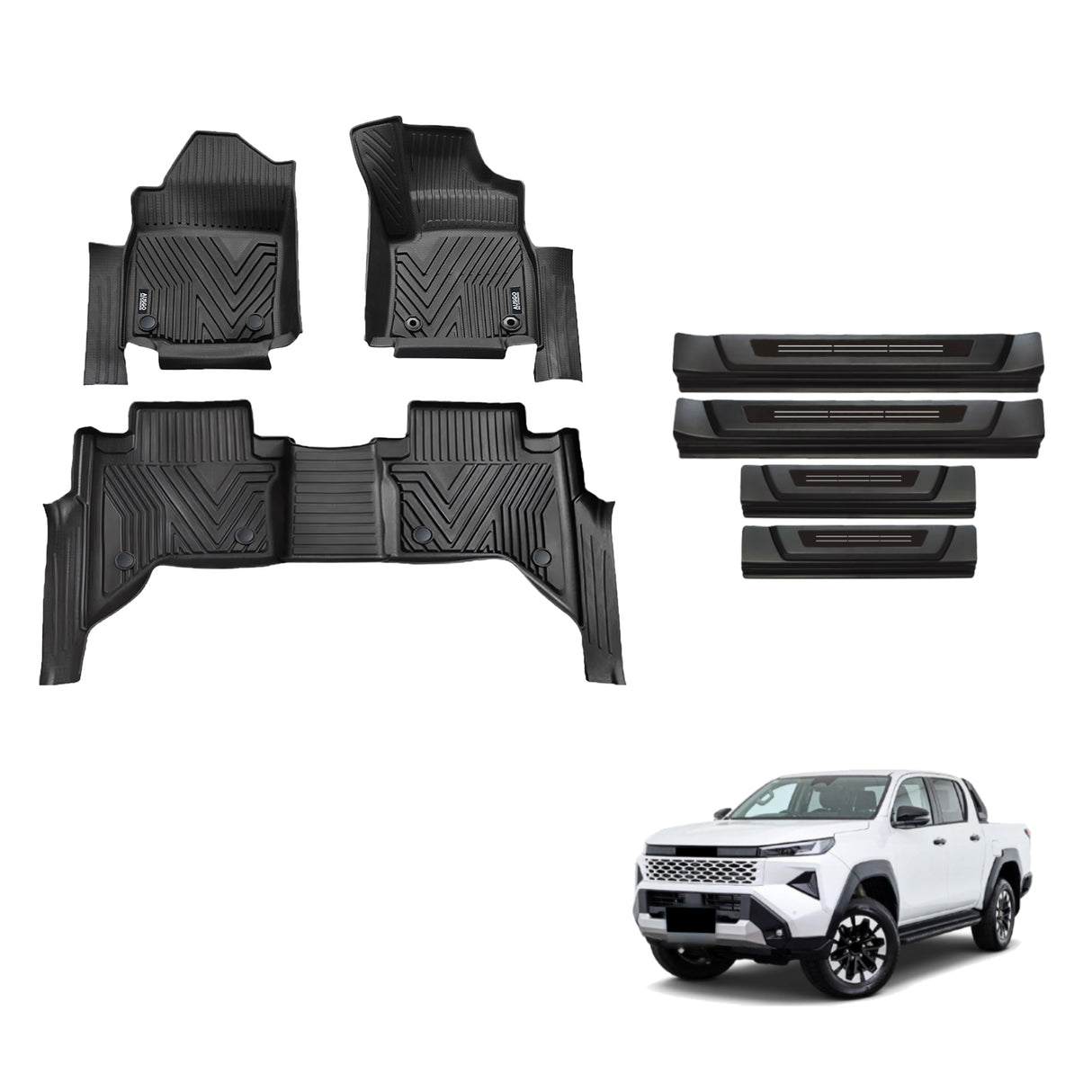 Injection Floor Mats & Door Sill Protector for Toyota Hilux Auto Transmission Dual Cab 2025-Onwards