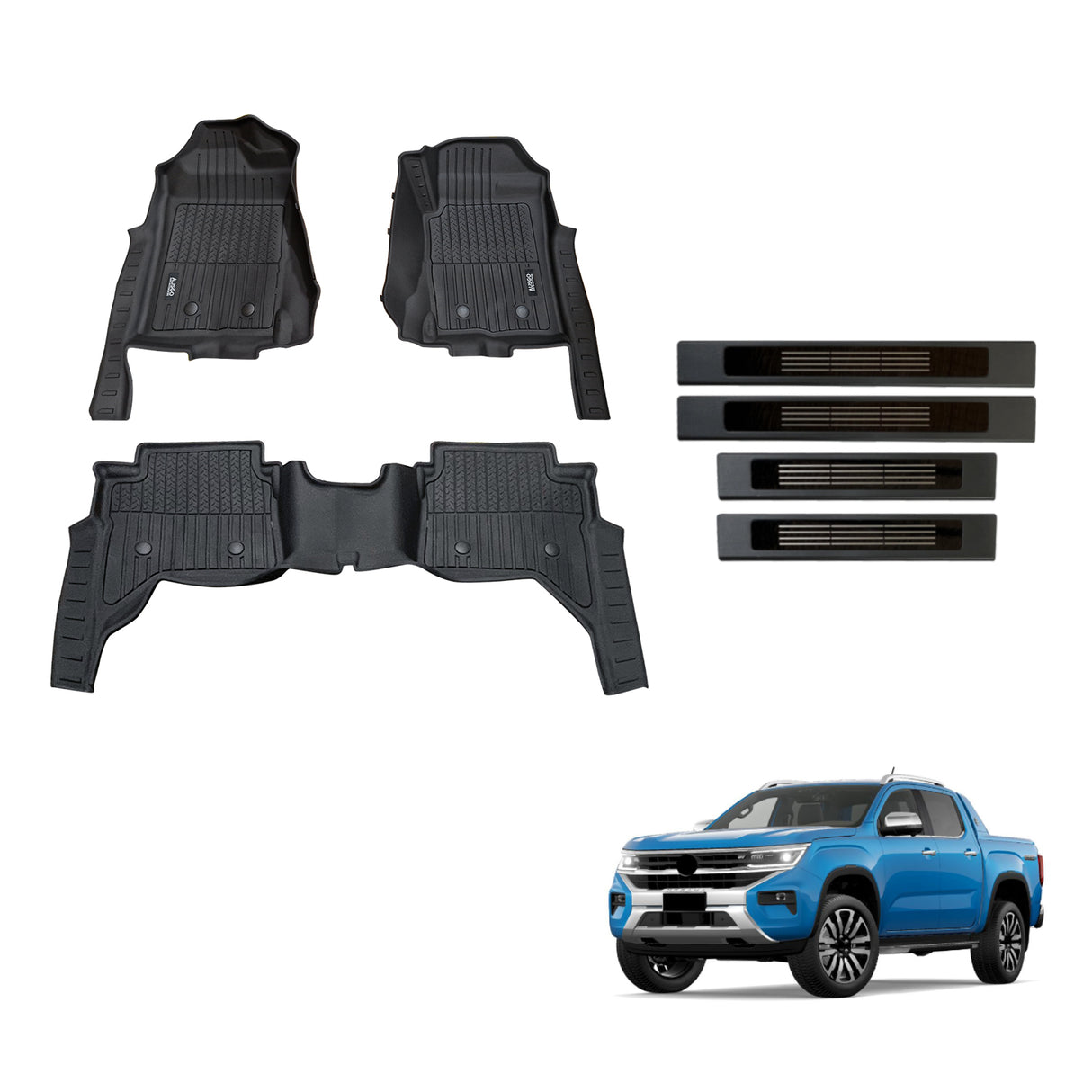 Injection Floor Mats & Door Sill Protector for Volkswagen Amarok NF Series Dual Cab 2023-Onwards