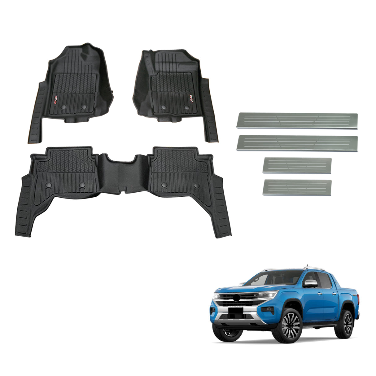 Injection Floor Mats & Door Sill Protector for Volkswagen Amarok NF Series Dual Cab 2023-Onwards