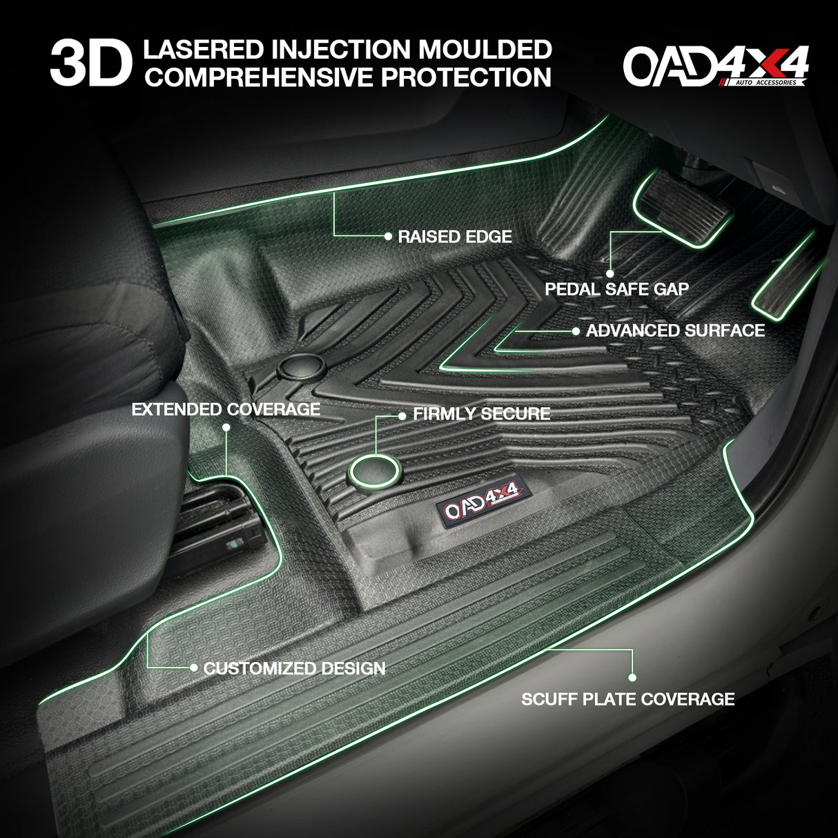 Injection 5D Car Floor Mats for Ford Ranger PX/PX2/PX3 Single / Extra Cab 2011-2022
