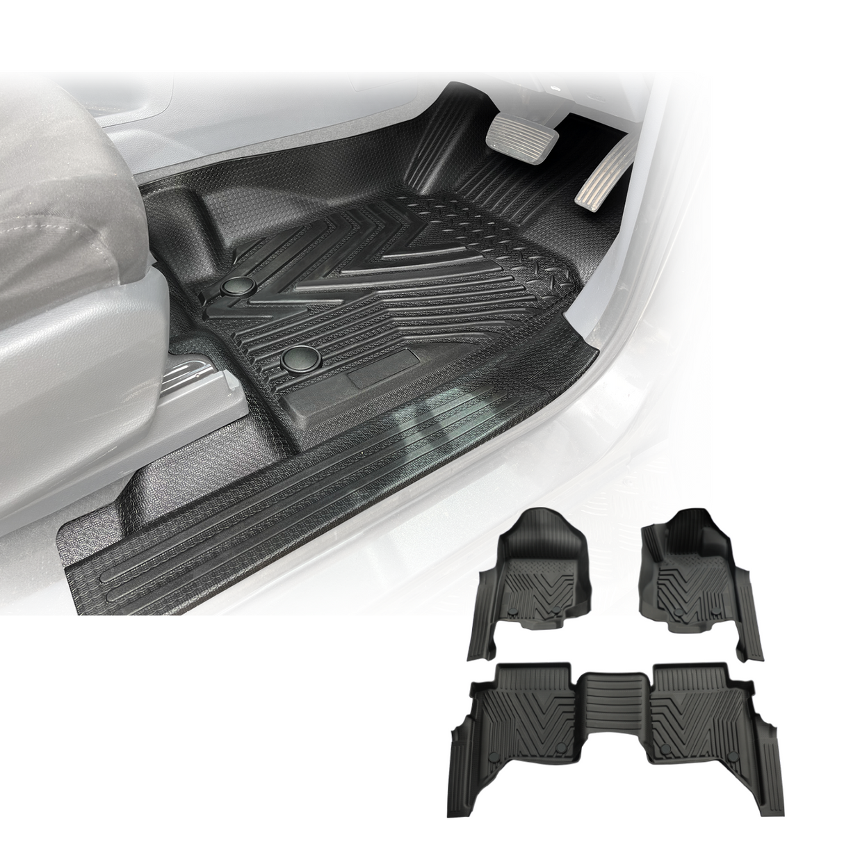 Injection 5D Car Floor Mats for Ford Ranger PX/PX2/PX3 Dual Cab 2011-2022