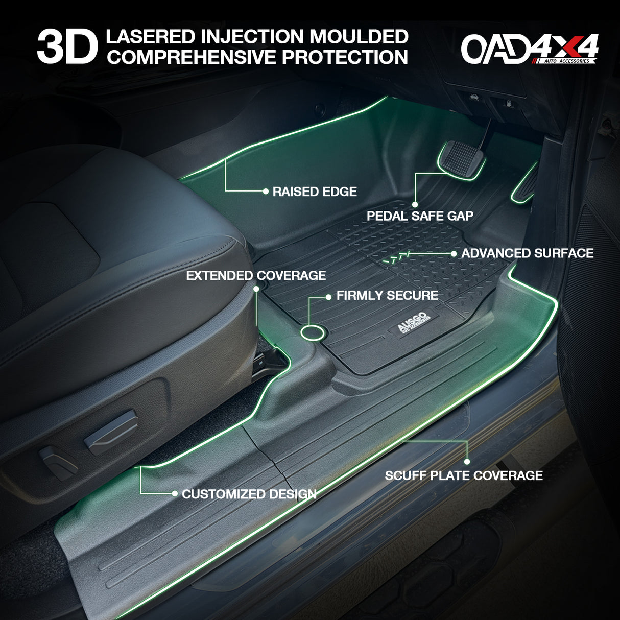 Injection Floor Mats & Door Sill Protector for ISUZU D-MAX Dual Cab 2020-Onwards
