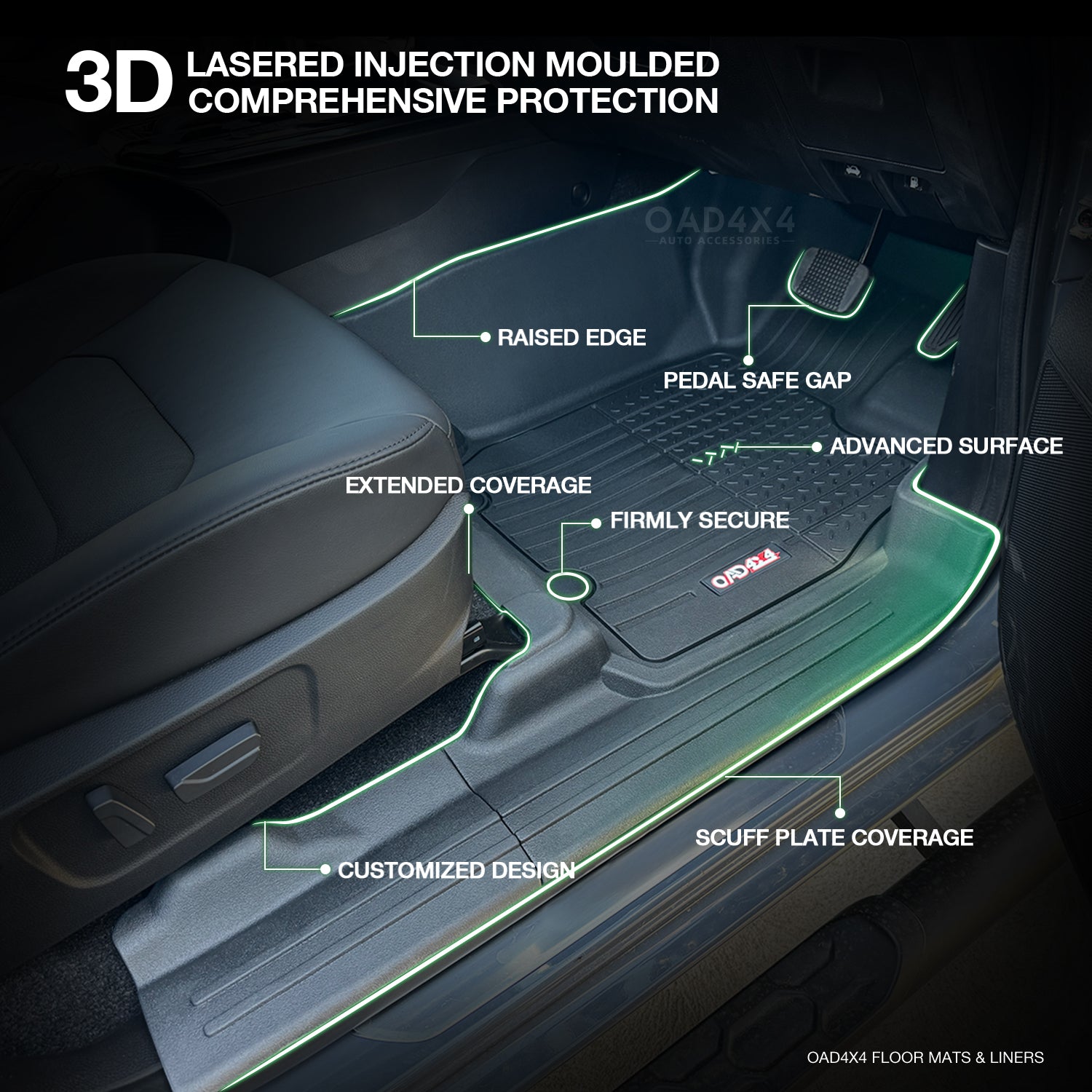 Injection Floor Mats & Door Sill Protector for ISUZU D-MAX Dual Cab 2020-Onwards