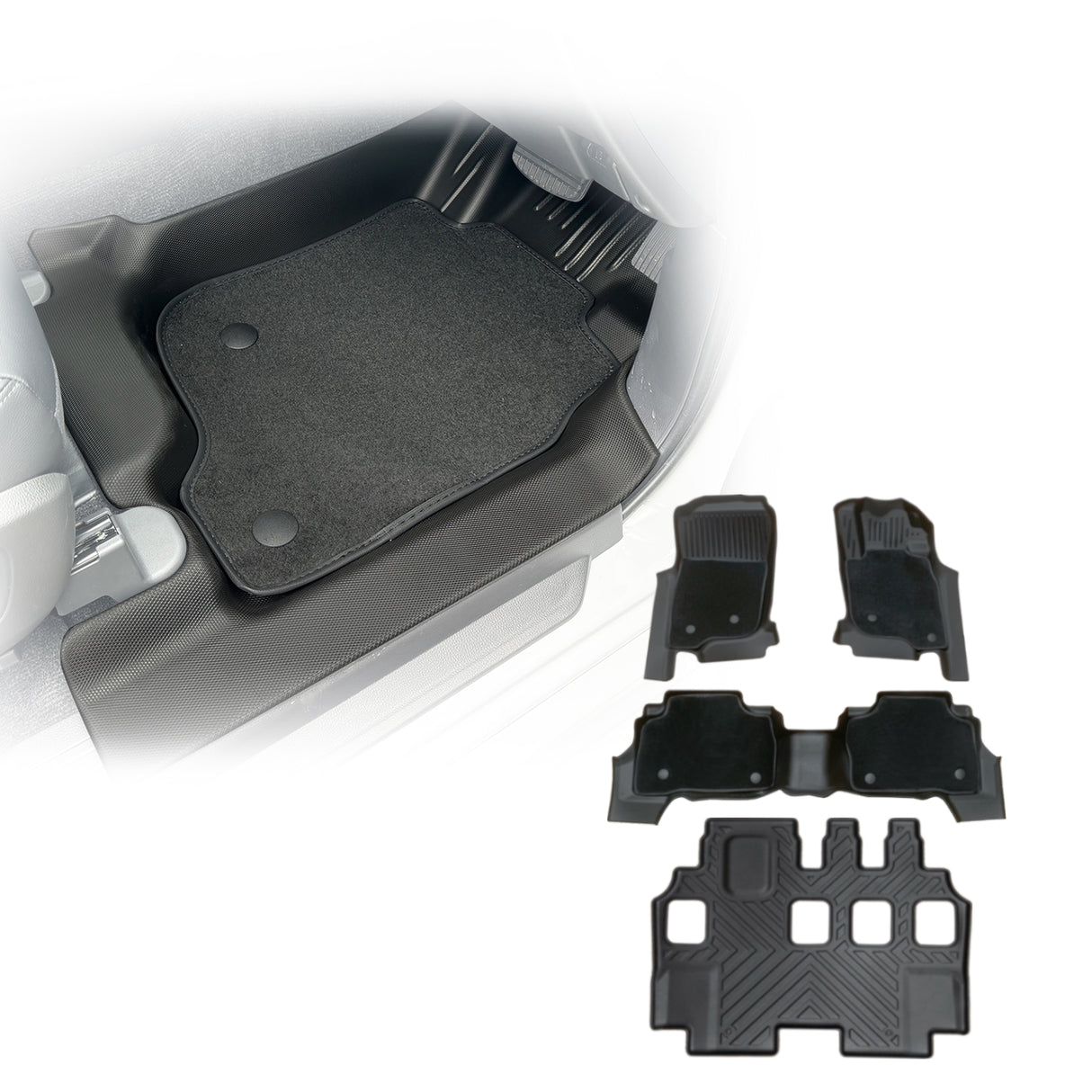 5D Double-Layer Car Floor Mats for Mitsubishi Pajero Sport 2015-Onwards
