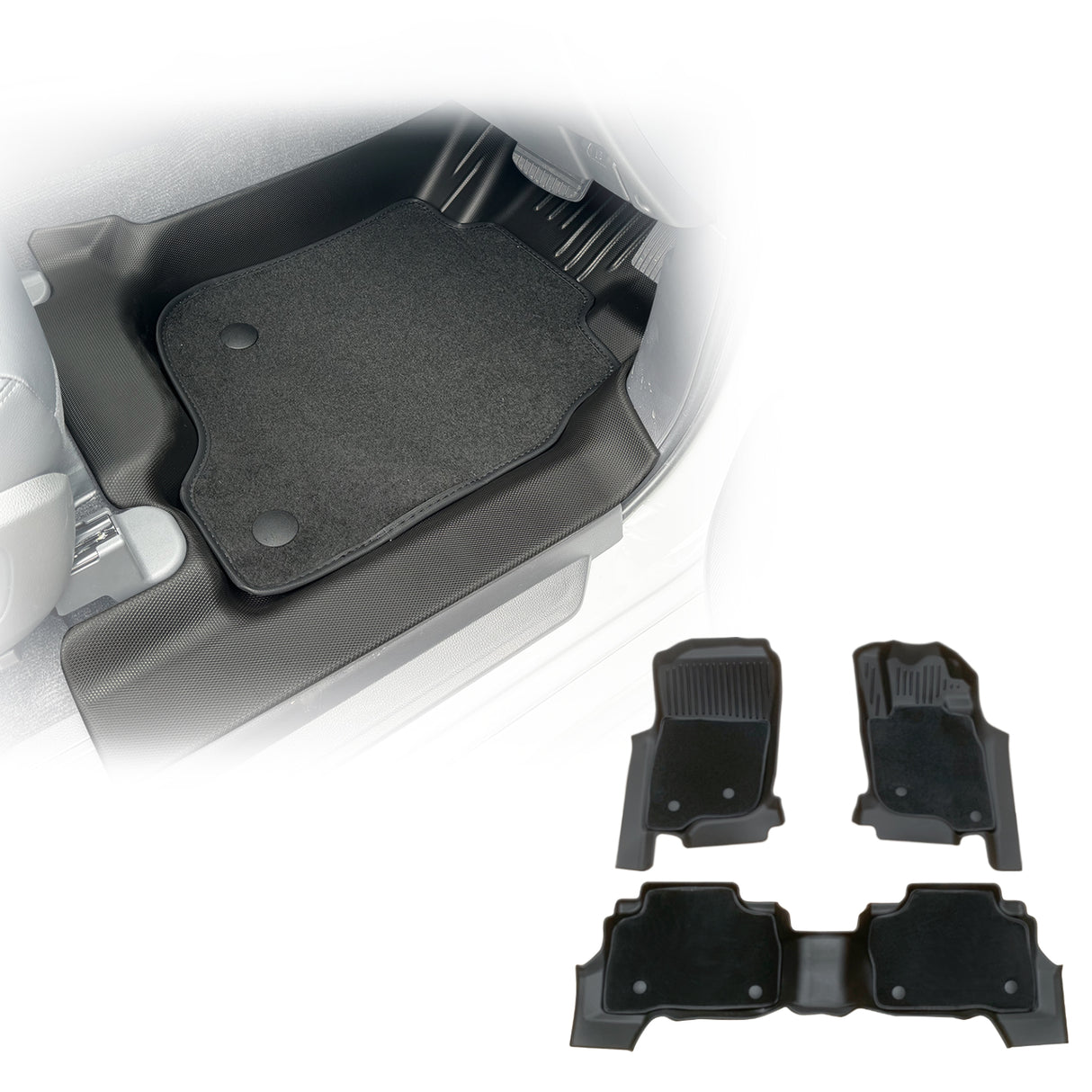 5D Double-Layer Car Floor Mats for Mitsubishi Pajero Sport 2015-Onwards