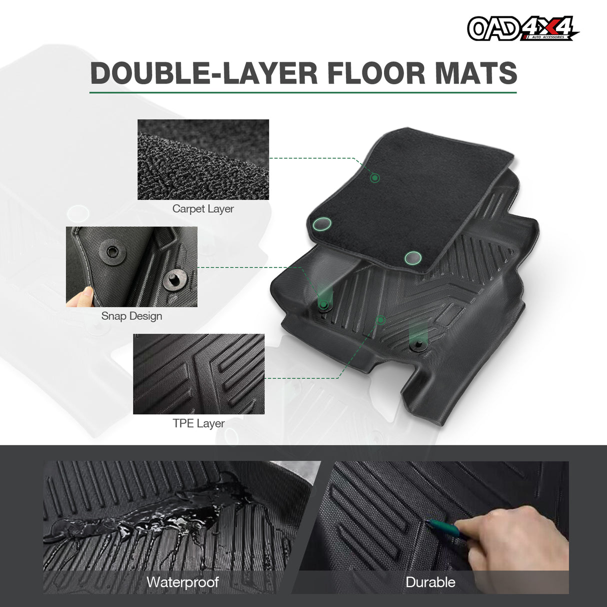 5D Double-Layer Car Floor Mats for Mitsubishi Triton MV All-New Dual Cab 2024-Onwards