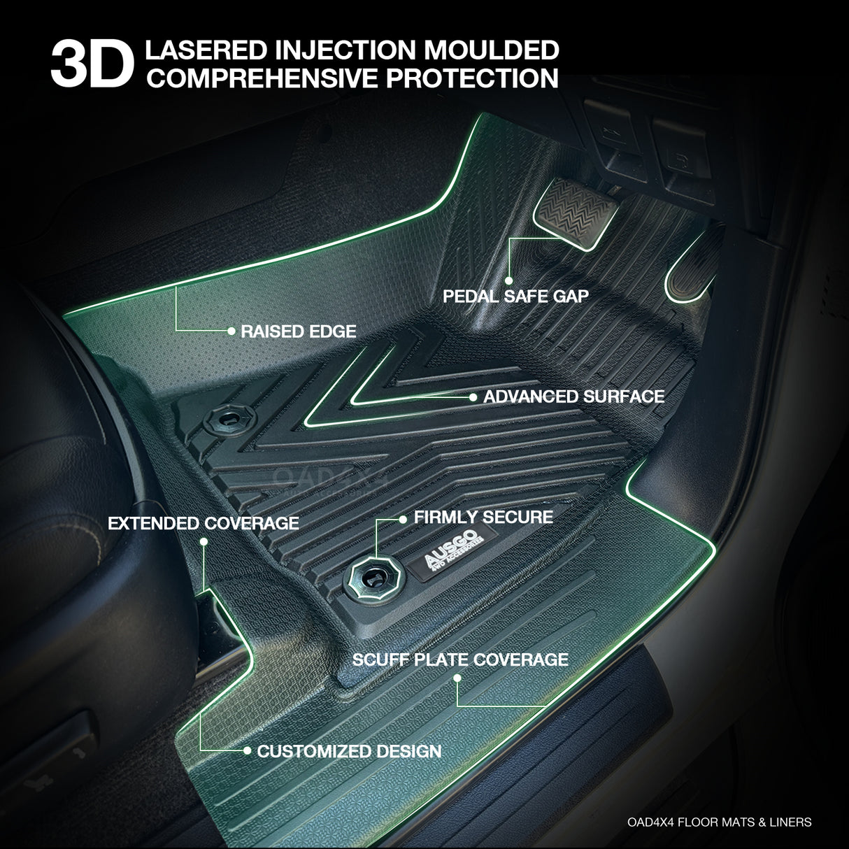 5D TPE Car Floor Mats for Toyota Hilux Single / Extra Cab 2025-Onwards