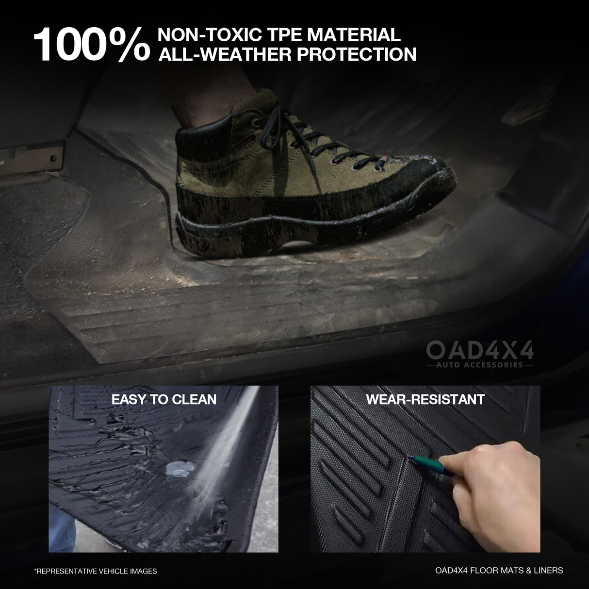 5D TPE Car Floor Mats for Toyota Hilux Single / Extra Cab 2025-Onwards