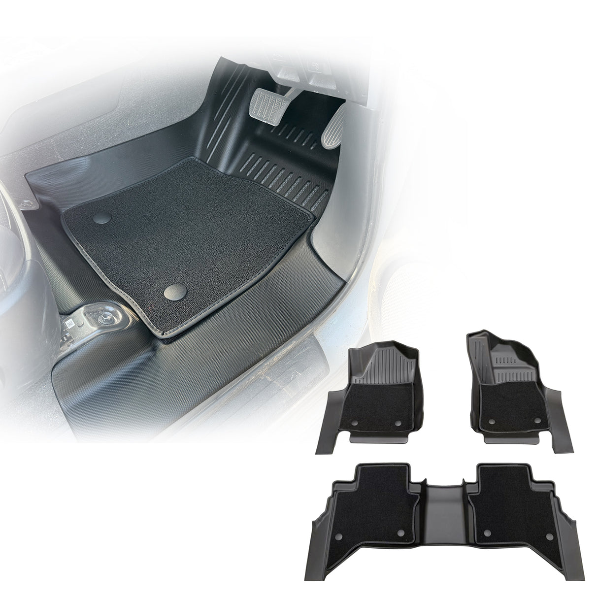 5D Double-Layer Car Floor Mats for Toyota Hilux Auto Transmission Dual Cab 2025-Onwards