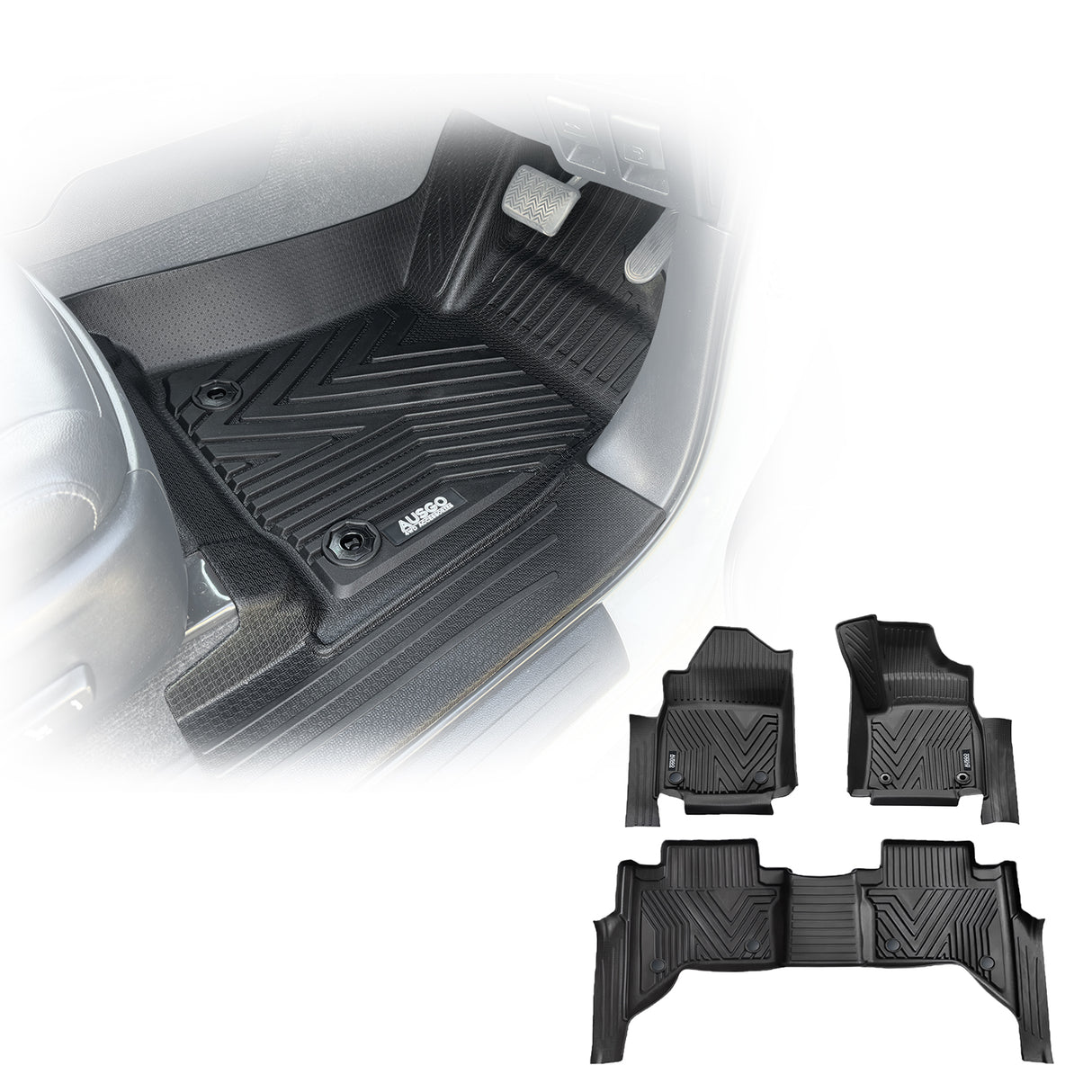 Injection 5D TPE Car Floor Mats for Toyota Hilux Auto Transmission Dual Cab 2025-Onwards