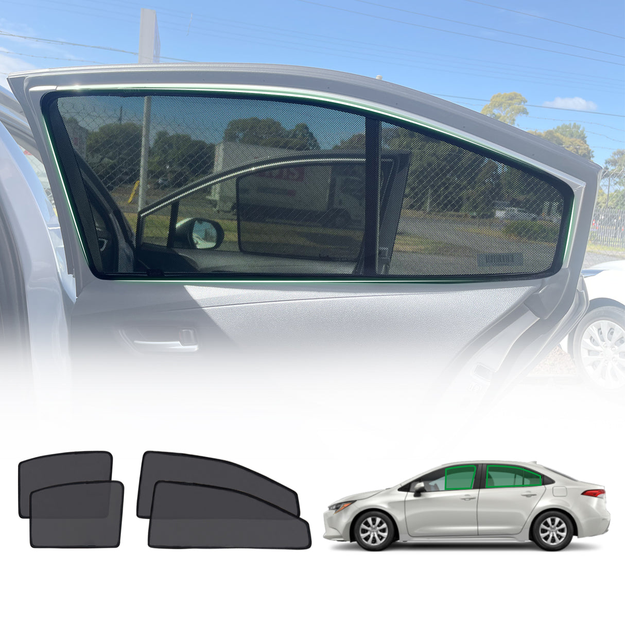 Magnetic Window Sun Shade for Toyota Corolla Sedan 2019-Onwards