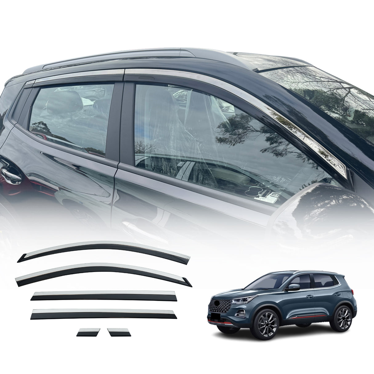 Stainless Edge Weather Shields for Chery Tiggo 4 Pro 2024-Onwards 6PCS