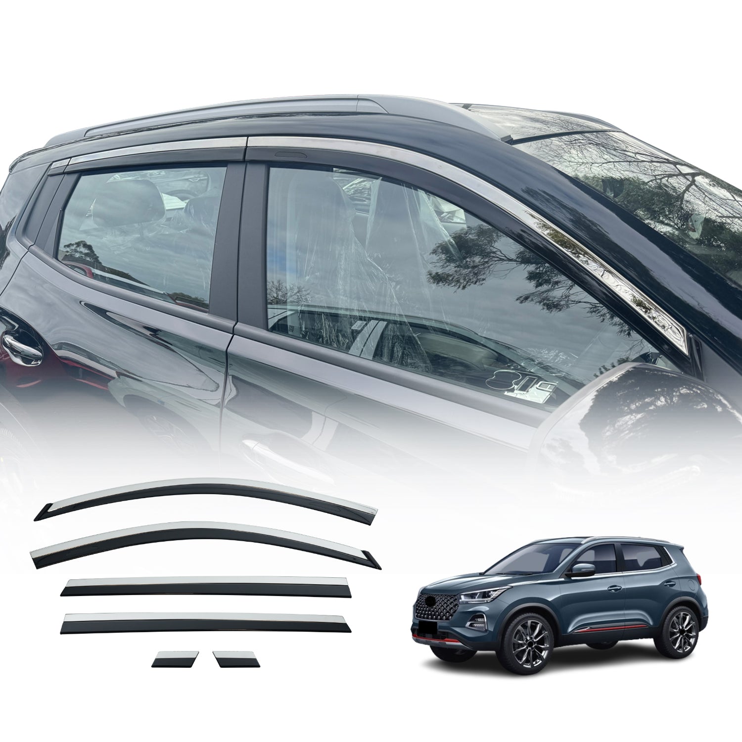 Stainless Edge Weather Shields for Chery Tiggo 4 Pro 2024-Onwards 6PCS