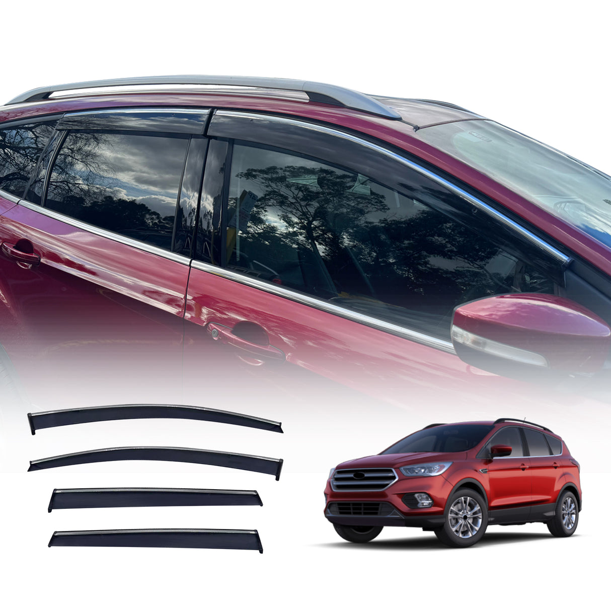 Chrome Edge Weather Shields for Ford Escape ZG Series 2016-2020