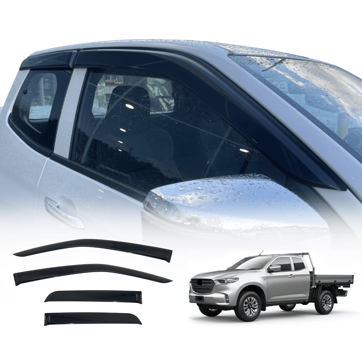 Luxury Weather Shields for Mazda BT-50 BT50 Extra Cab 2020-Onwards 4PCS