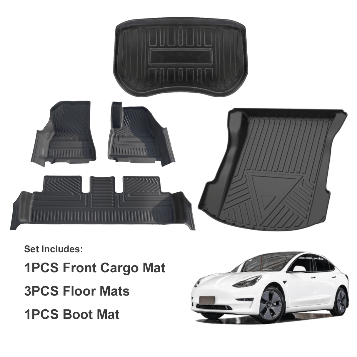 5D TPE Car Floor Mats for Tesla Model 3 2019-2023