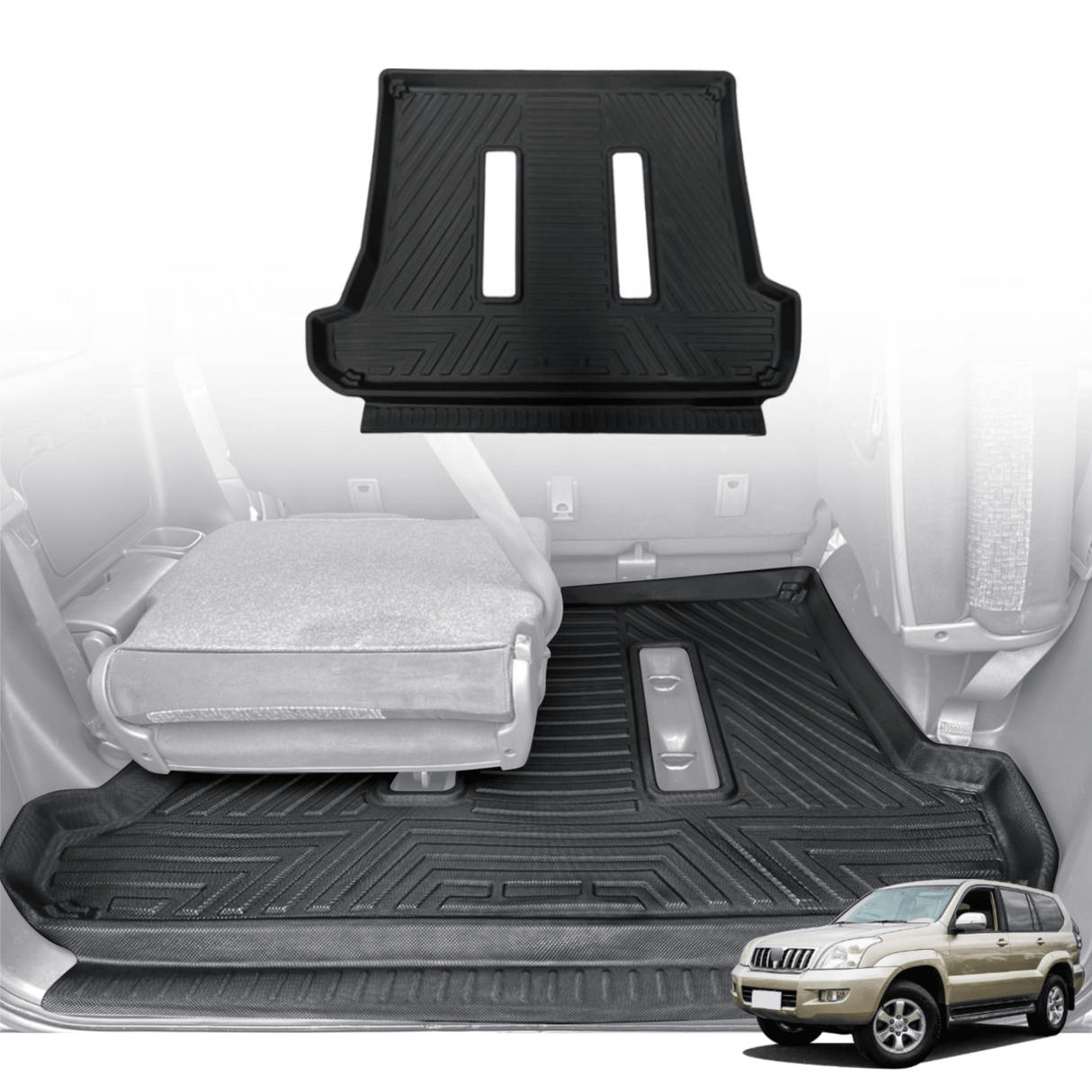 Boot Liner for Toyota Land Cruiser Prado 120 2003-2009 with Inner Rear Step Panel Covered