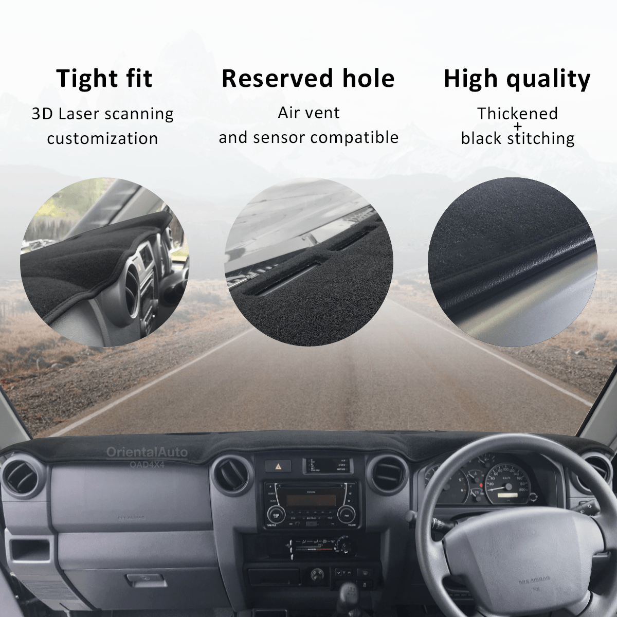 Car Dash Mat for Toyota Land Cruiser 70 76 78 79 Series 2009-2023