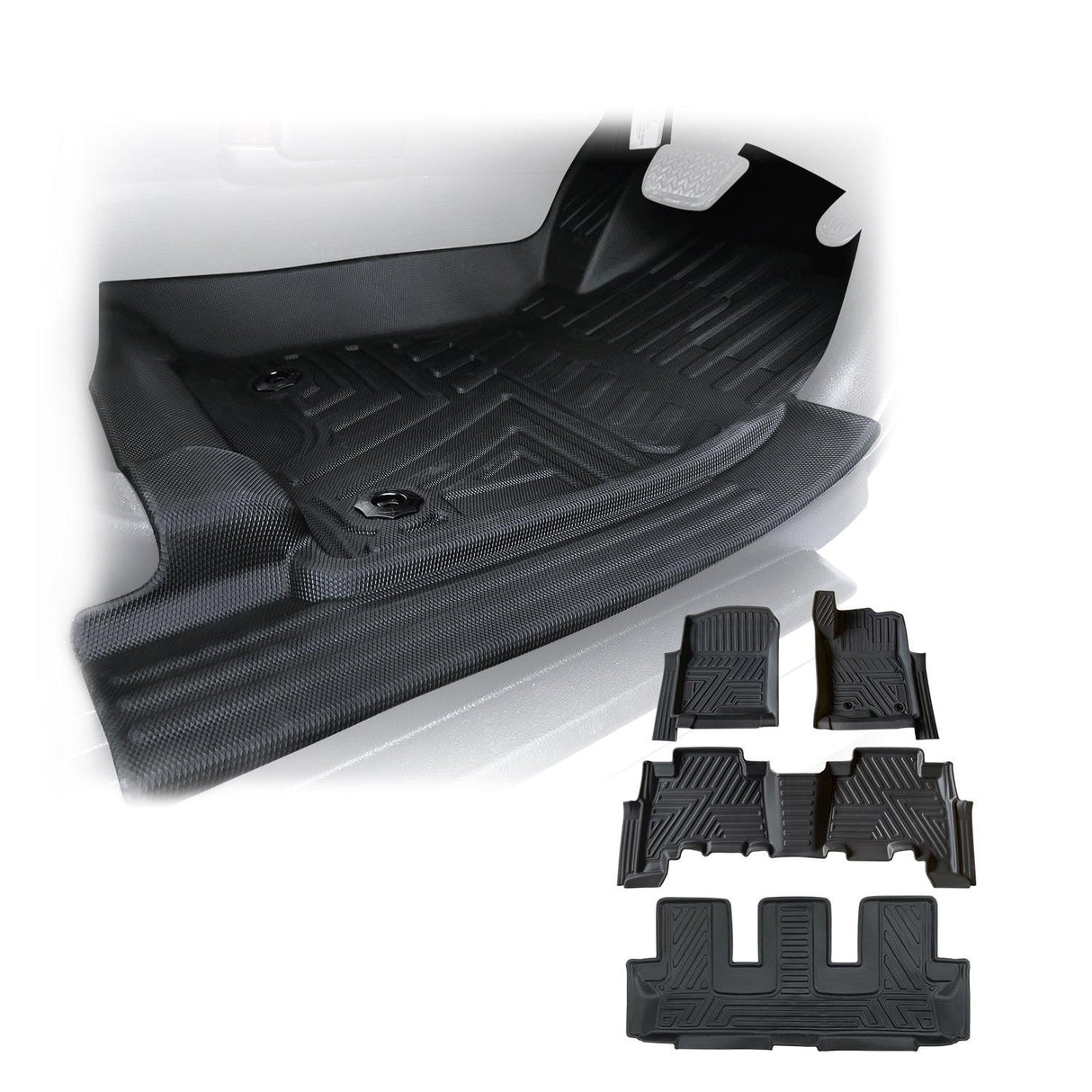 5D TPE Car Floor Mats for Toyota Land Cruiser Prado 150 Auto 7 Seats 2009-2024