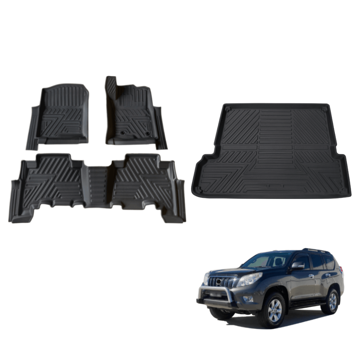 5D TPE Car Floor Mats for Toyota Land Cruiser Prado 150 Auto 7 Seats 2009-2024