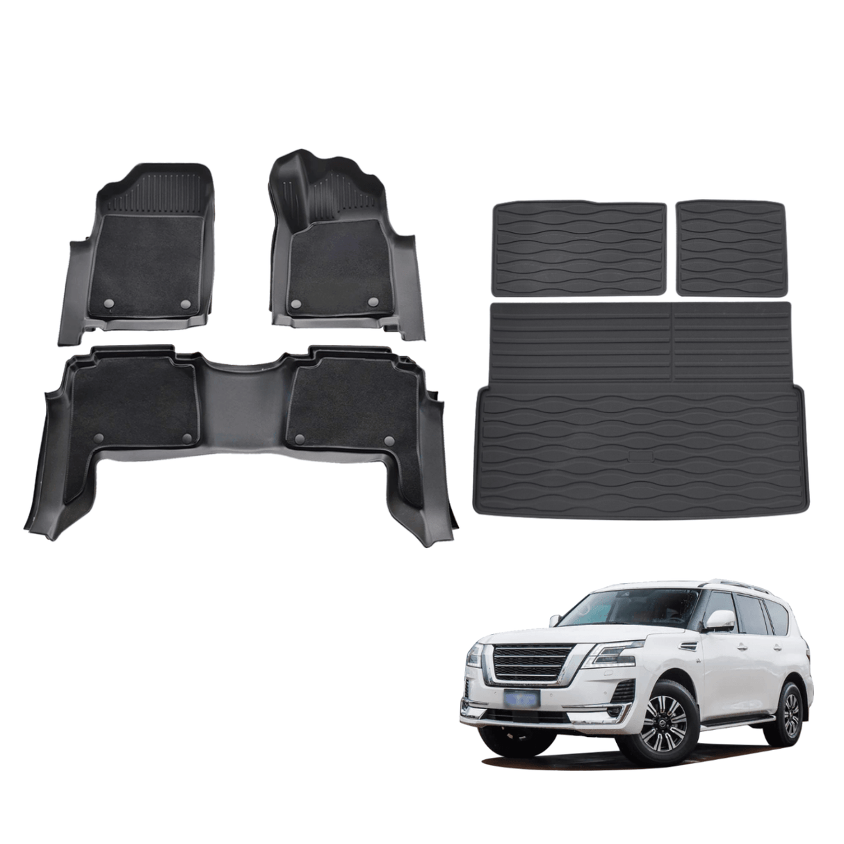 5D Double-Layer Car Floor Mats for Nissan Patrol Y62 2012-Onwards